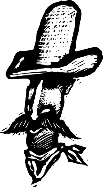 Illustrazione vettoriale del volto del cowboy — Vettoriale Stock