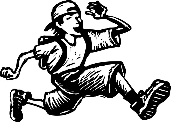 Mutlu çocuk koşuyor.