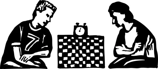 Adolescent les garçons jouer échecs — Image vectorielle