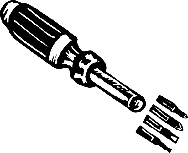 Woodcut ilustração da chave de fenda — Vetor de Stock