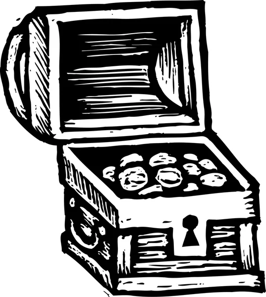 Black and white vector Illustration of Treasure Chest.