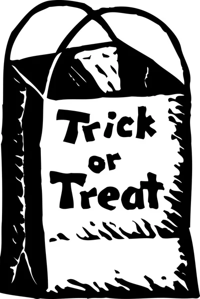 Woodcut Ilustração de Truque ou Saco de Treat —  Vetores de Stock