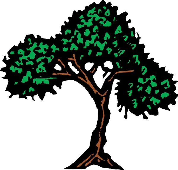 Woodcut Ilustración del árbol — Archivo Imágenes Vectoriales