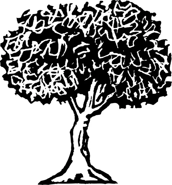 Woodcut Ilustración del árbol — Archivo Imágenes Vectoriales