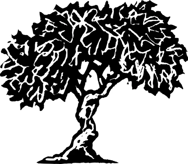 Woodcut Ilustración del árbol — Vector de stock