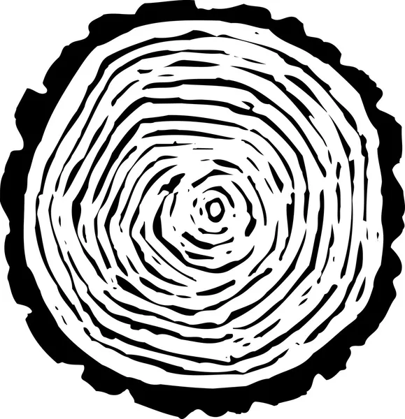 Ξυλόγλυπτη εικόνα των δακτυλίων δέντρου — Διανυσματικό Αρχείο