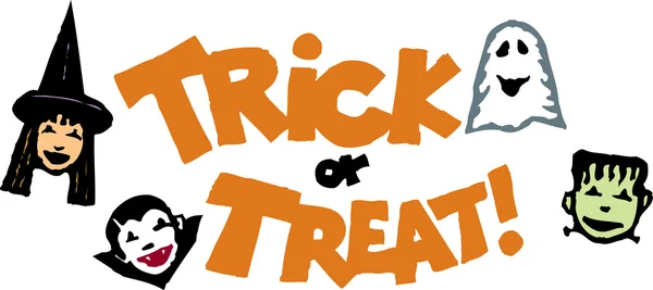 Woodcut Illustration of Trick or Treat Type Design — Stock Vector