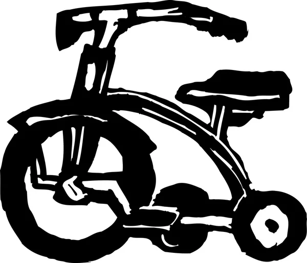 Woodcut illustration of Tricycle — Stock Vector