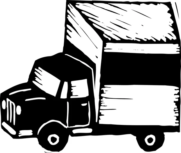 Gravure sur bois Illustration de camionneur — Image vectorielle
