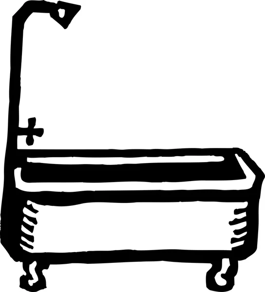 Woodcut Illustration Icon of Bathtub — Stock Vector