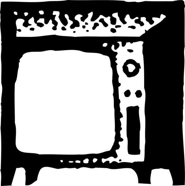 Woodcut Illustrazione della televisione — Vettoriale Stock