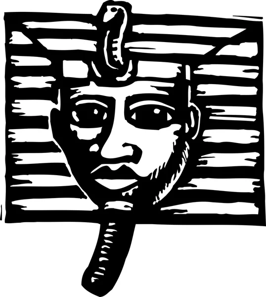 Woodcut Illustration of King Tut — Stock Vector