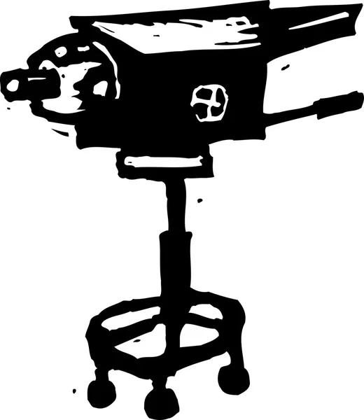 Träsnitt illustration av TV-kamera — Stock vektor