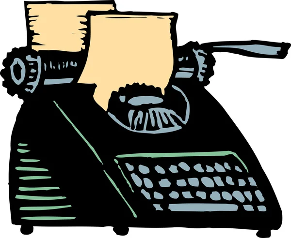 Illustrazione xilografica della macchina da scrivere — Vettoriale Stock