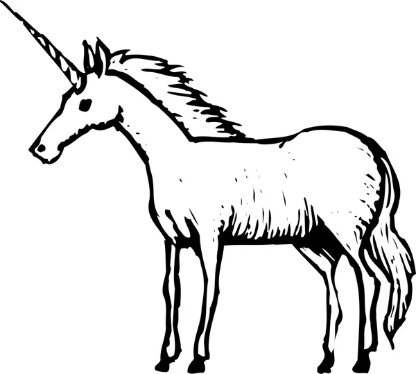 Ilustración xilografía de Unicornio — Vector de stock