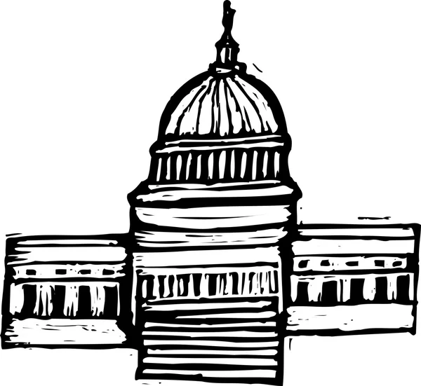 US Capitol 의 Woodcut 삽화 — 스톡 벡터