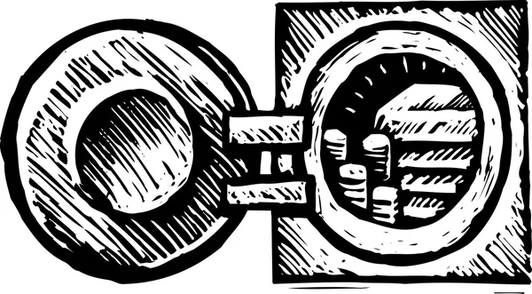 Woodcut ilustração do cofre — Vetor de Stock