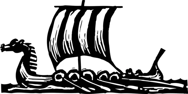 Woodcut Ilustração do navio Viking —  Vetores de Stock