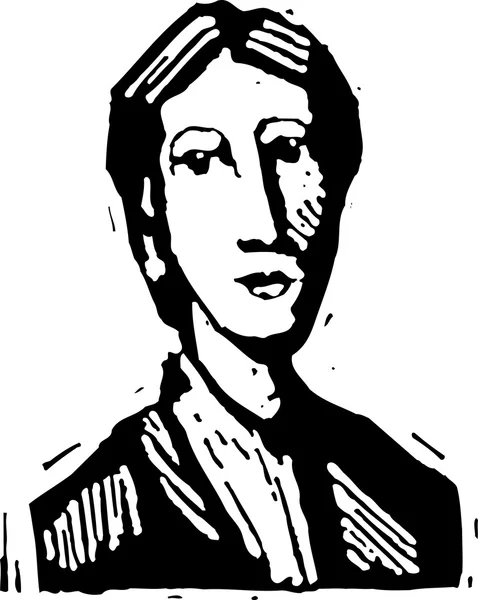 Woodcut Ilustración de Virginia Woolf — Archivo Imágenes Vectoriales