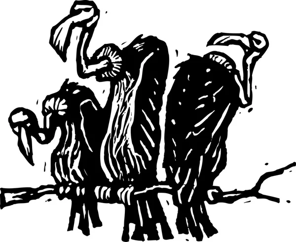 Illustration en bois de vautours — Image vectorielle