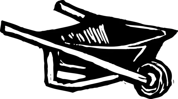 Woodcut Ilustración de Wheelbarrow — Vector de stock