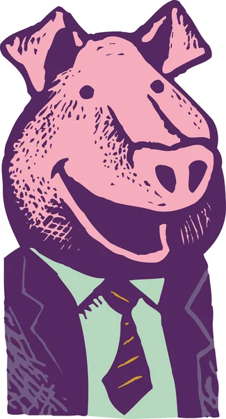 Illustration de porc ou de porc en costume d'entreprise — Image vectorielle