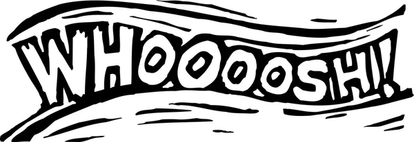 Woodcut Ilustración de Whoooosh! Diseño de palabras — Vector de stock