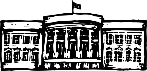 Woodcut Illustration of White House — Stock Vector