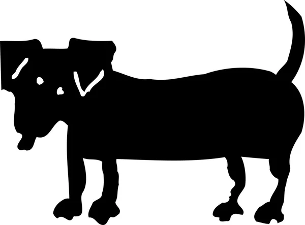 Woodcut Illustration Icon of Weiner Dog — Stock Vector
