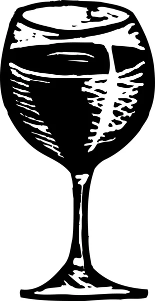 Woodcut Ilustração de Vidro de Vinho Tinto — Vetor de Stock