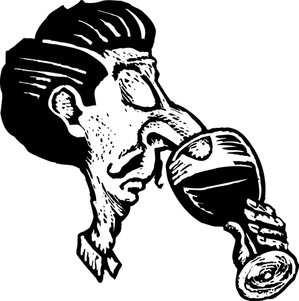 Woodcut Ilustração do vinho Snob —  Vetores de Stock