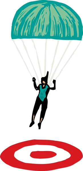 Drzeworyt ilustracja spadochroniarz — Wektor stockowy