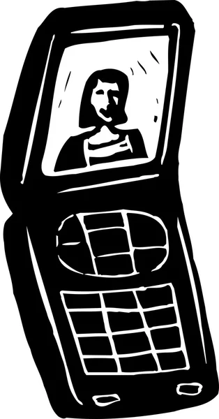 Ilustración de Woodcut del teléfono celular — Archivo Imágenes Vectoriales