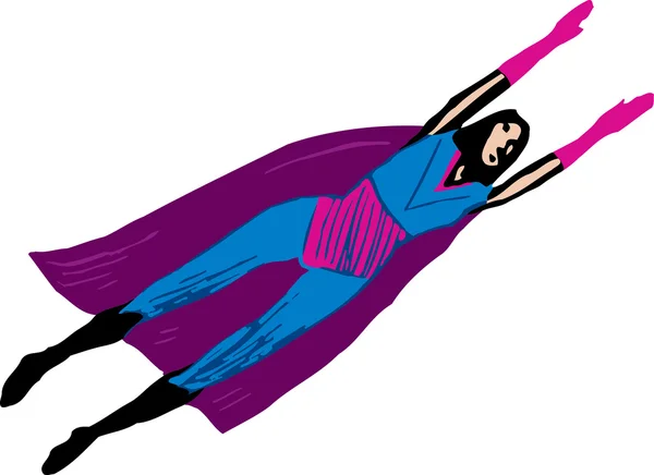 Vector illustration of Super Woman Flying — Stock Vector