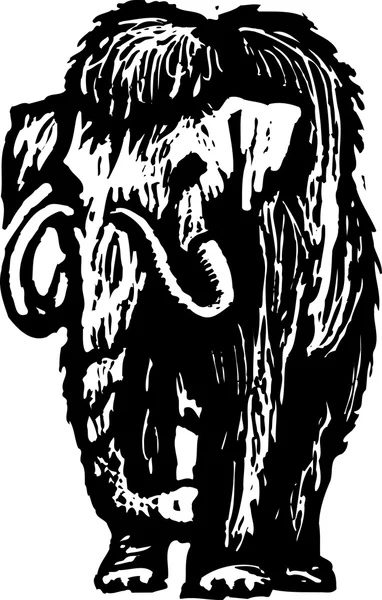 Holzschnitt-Illustration eines wolligen Mammuts — Stockvektor