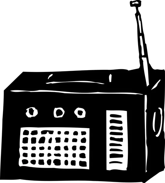 Woodcut ilustración de World Band Radio — Vector de stock