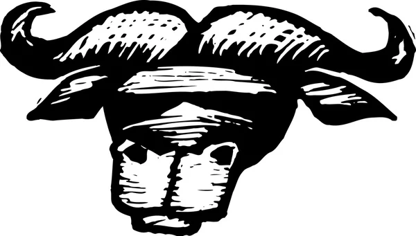 Woodcut ilustração de água Buffalo — Vetor de Stock