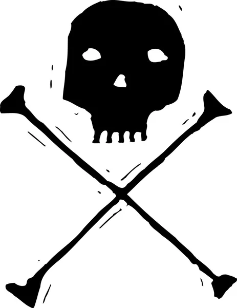 Houtsnede illustratie van skull and crossbones — Stockvector