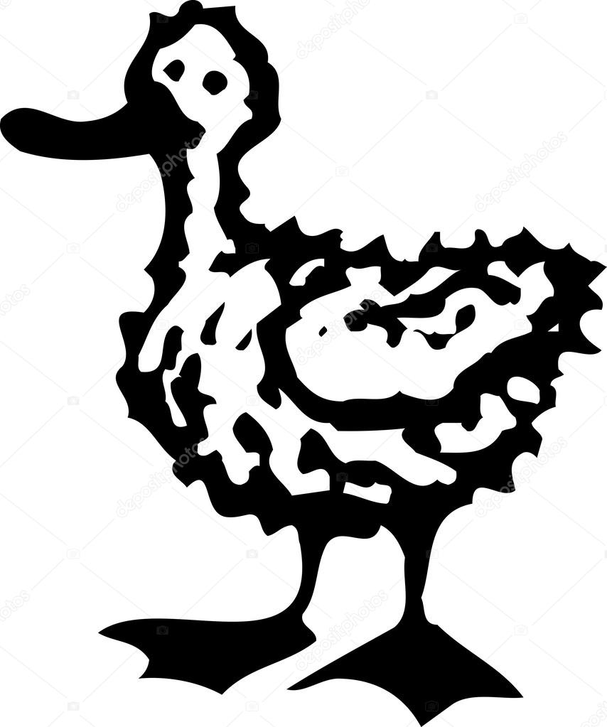 Woodcut Illustration of Ugly Duckling