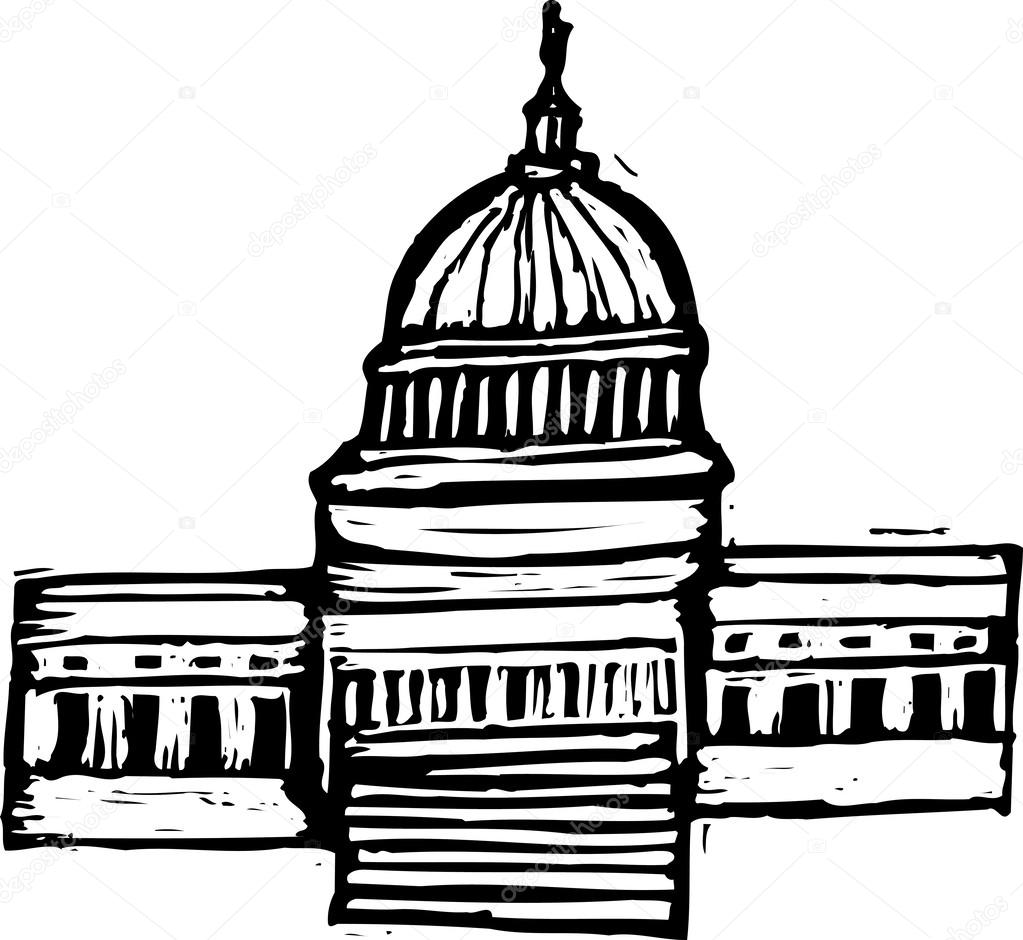 Woodcut Illustration of US Capitol