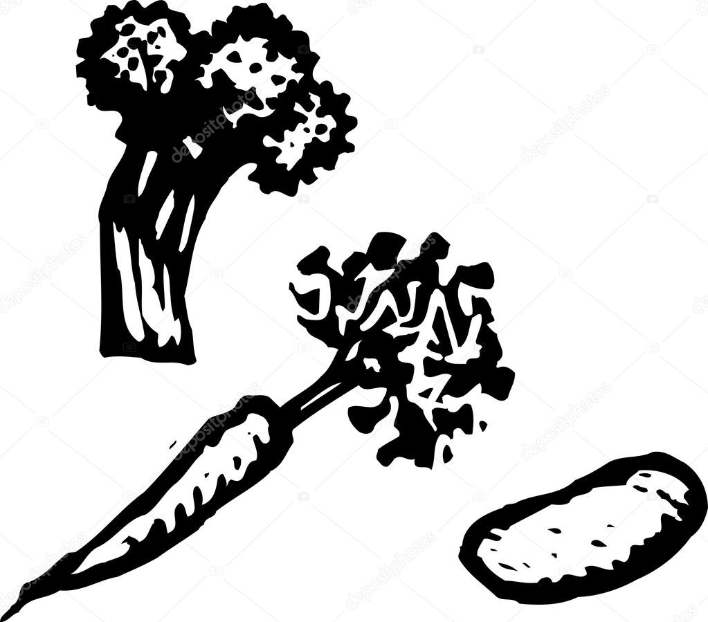 Woodcut Illustration of Vegetables