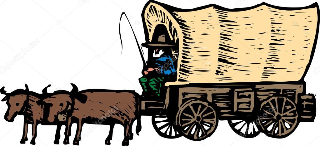 Woodcut Illustration of Conistoga Wagon