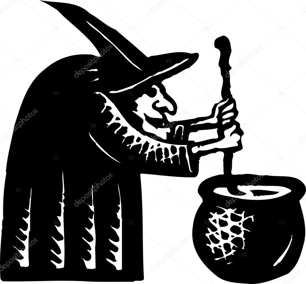 Witch Stirring Cauldron
