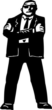 Güvenlik veya gizli servis ajanı gravür çizimi