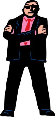 Güvenlik veya gizli servis ajanı gravür çizimi