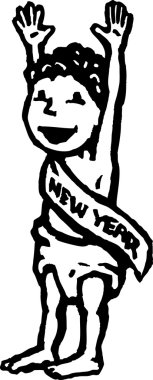 Bebek yılbaşı gravür çizimi