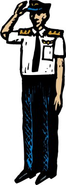 havayolu pilot gravür çizimi