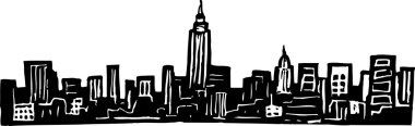 new york şehrinin gravür illüstrasyon