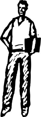 erkek ya da üniversite veya lise öğrenci gravür çizimi