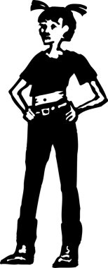 goth veya emo girl genç gravür çizimi